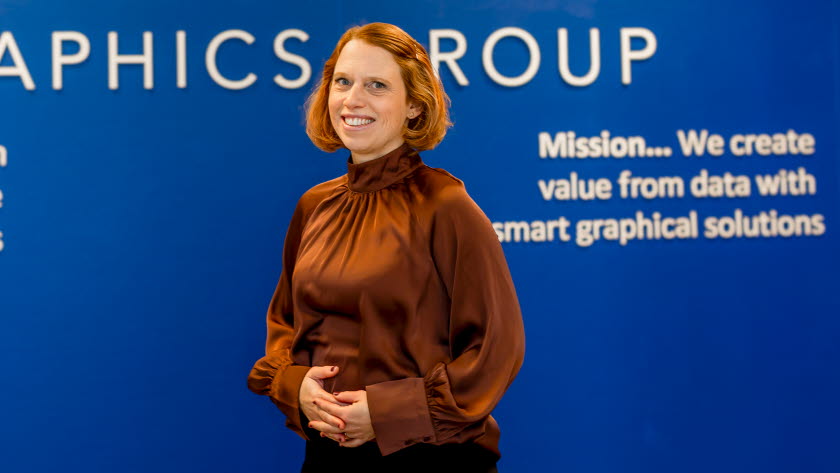 Bild på Sara Novak, vd för Miller Graphics.